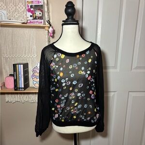 Olsenboye Black Sheer Floral Blouse